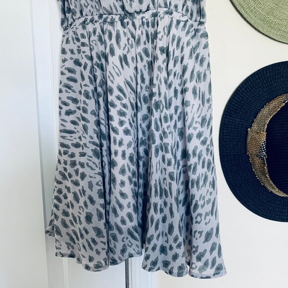 Lucca Couture Grey & Silver Leopard Animal Print Fit & Flare Summer Dress | M - Picture 6 of 9